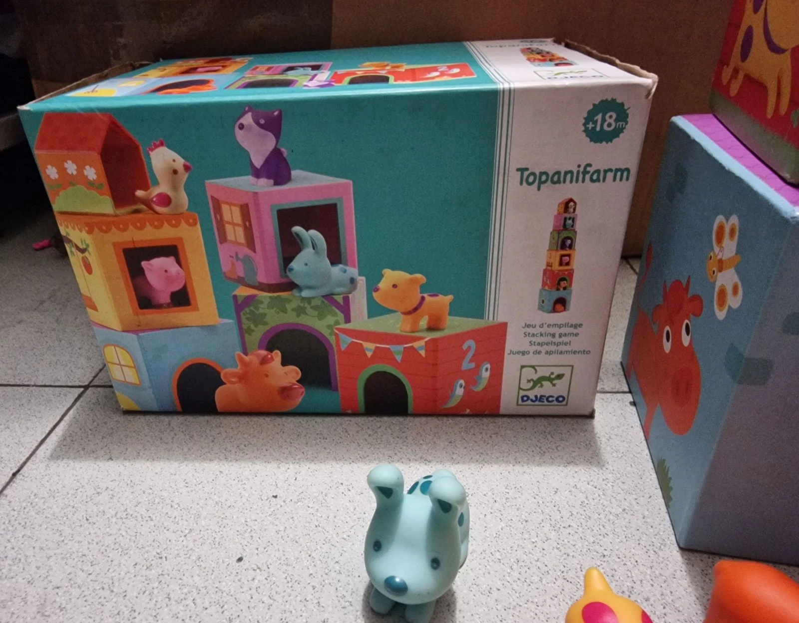 Jogo de blocos empilháveis Topanifarm Djeco com animais para bebê – photo 2